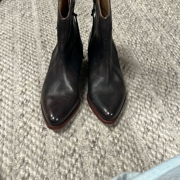 Free People New Frontier Black Leather Western Boots Booties US 8 - Picture 4 of 8